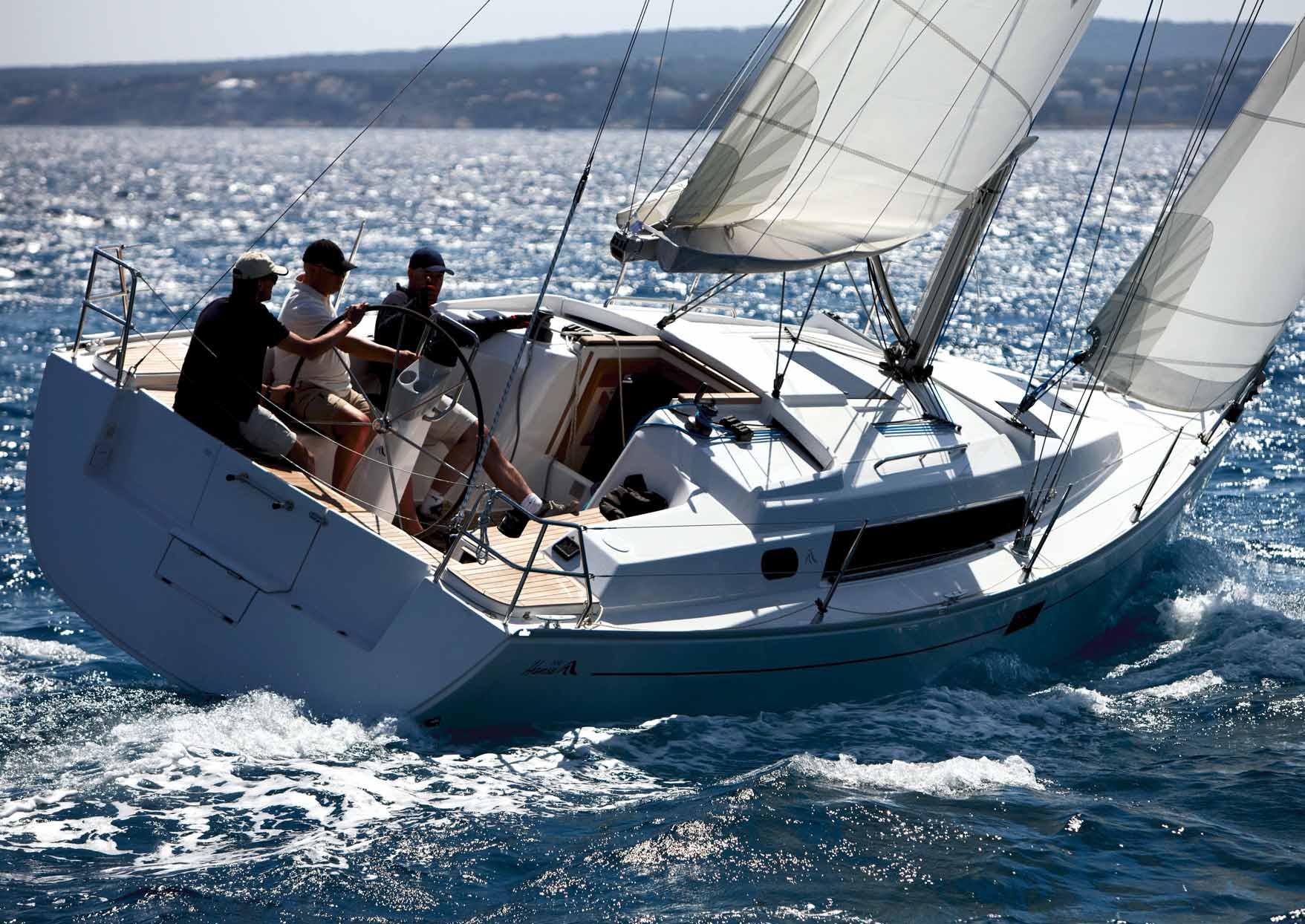 Hanse 350 i frisk vind med besætning